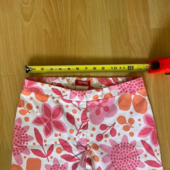 Vintage Esprit Floral Pants Capris Orange Pink Slit Button Clasp Size 5/6 - Picture 3 of 7